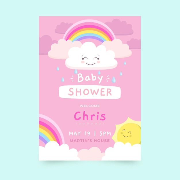 Pretty chuva de amor baby shower invitation