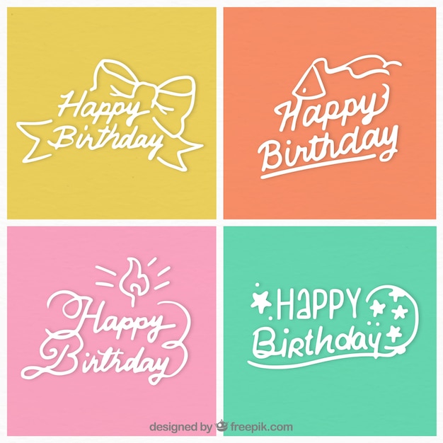 Free vector pretty colorful birthday cards