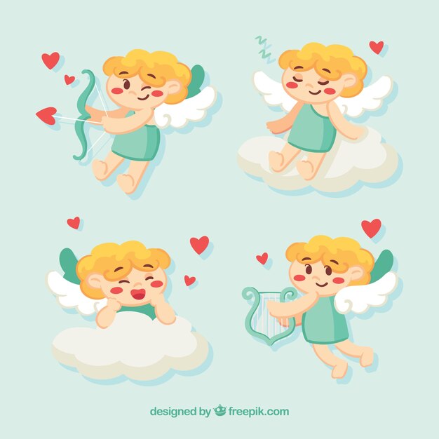 Pretty cupid characters with blue details