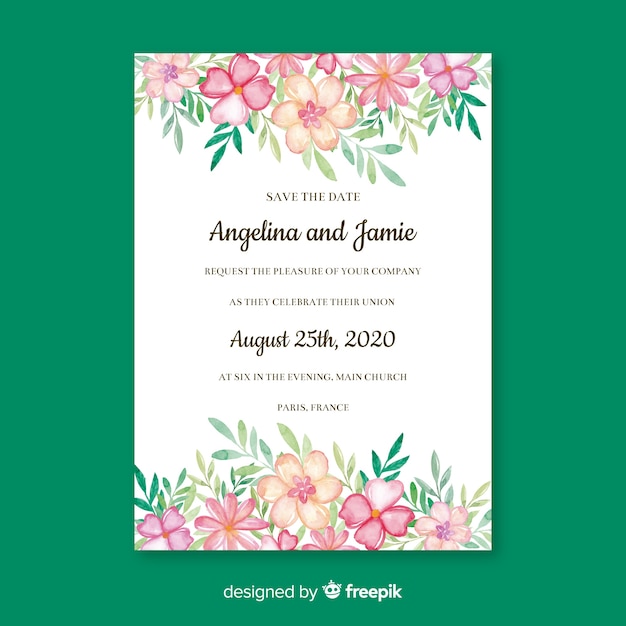 Pretty floral wedding card