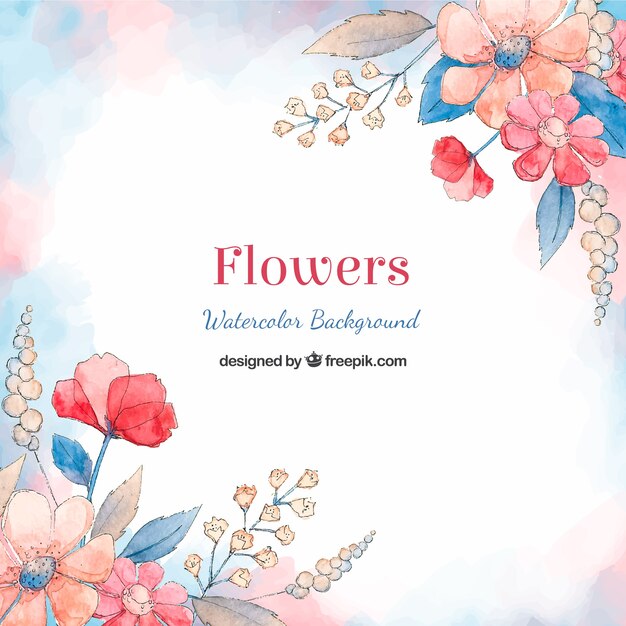 Pretty flowers background in watercolor style