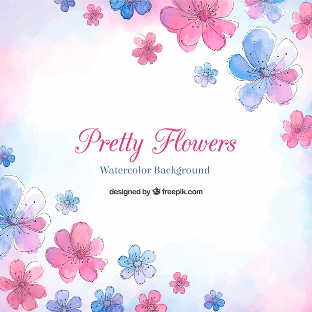 Pretty flowers background in watercolor style