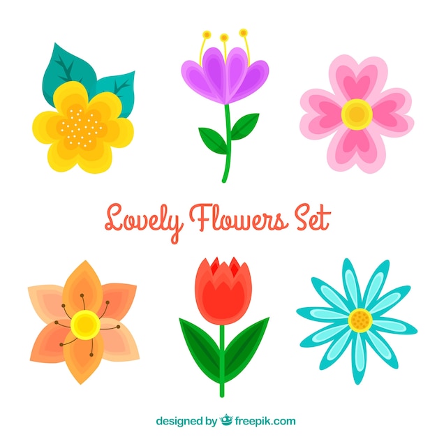 Free Vector pretty flowers collection in flat style