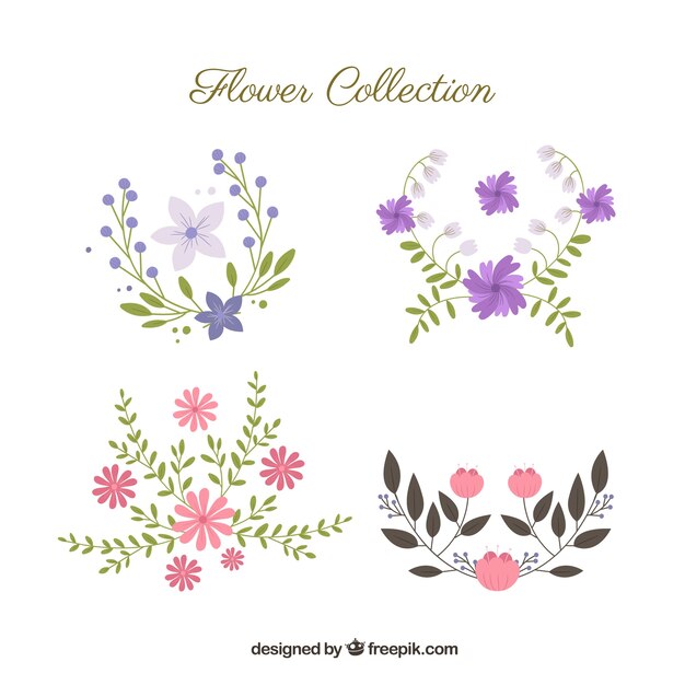 Pretty flowers collection in flat style