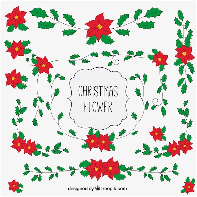 Free vector pretty flowers hand drawn christmas