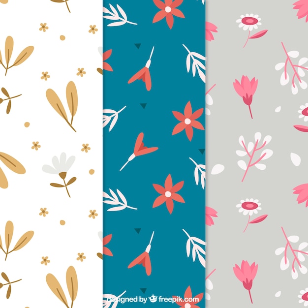 Pretty flowers patterns collection in flat style