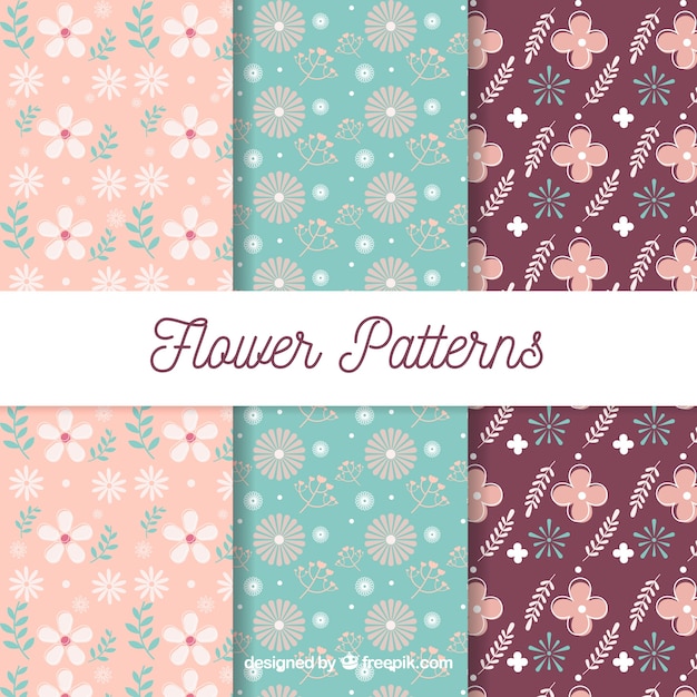 플랫 스타일의 예쁜 꽃 패턴 모음