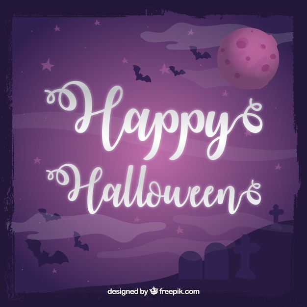 Free vector pretty halloween landscape background