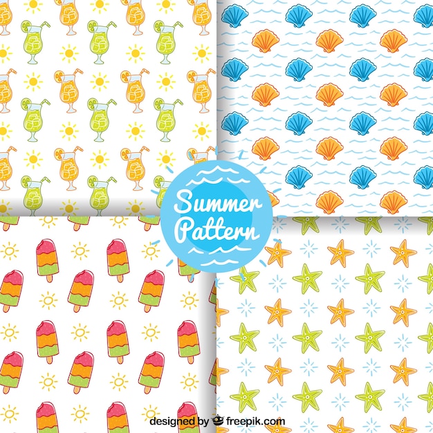 Pretty hand drawn summer patterns