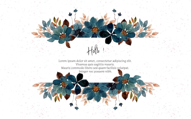 Pretty Indigo Blue Watercolor Floral Background