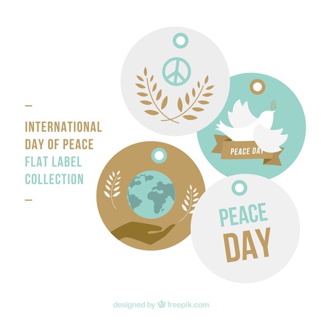 Free vector pretty labels of peace day pack