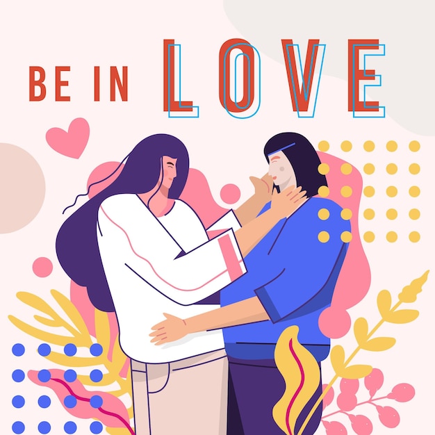 Free vector pretty lesbian couple illustrated