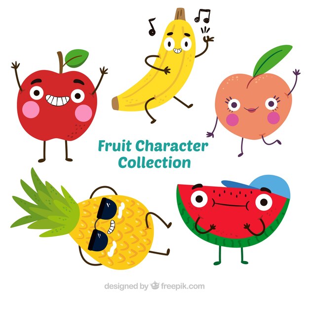 Pretty pack of five fruit characters