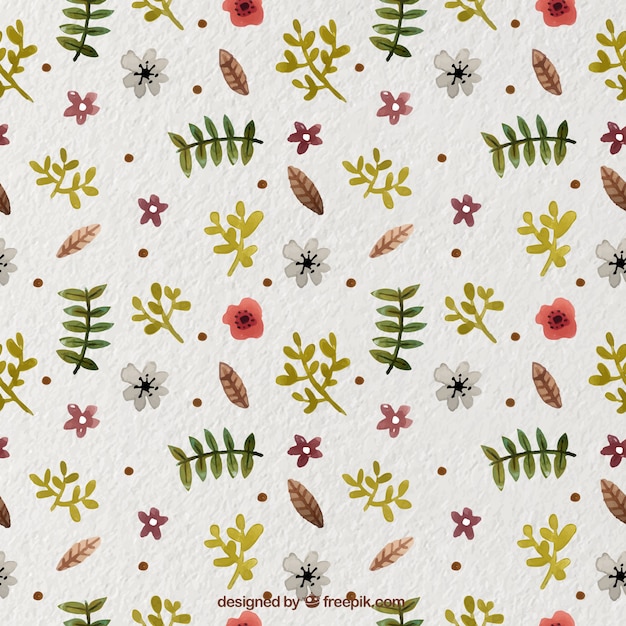 Free vector pretty pattern with floral decoration in watercolor style