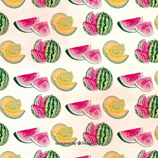 Pretty pattern with melons and watermelons