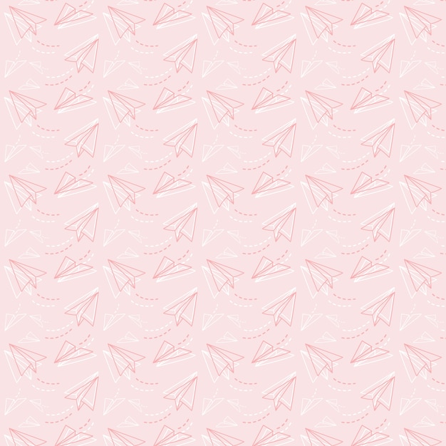 Free vector pretty seamless pattern of flying paper planes