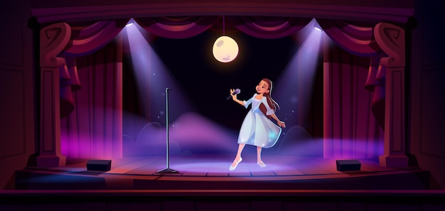 Free vector pretty singer girl performing at concert