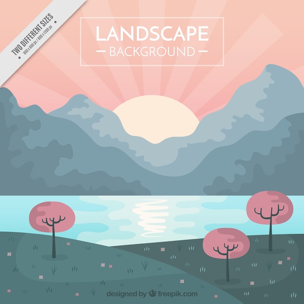 pretty sunny landscape background with pastel tones
