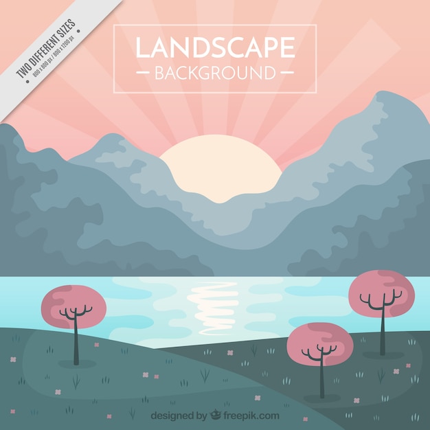 Pretty sunny landscape background with pastel tones