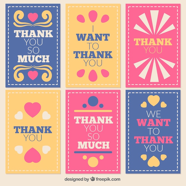 Free vector pretty thank you cards