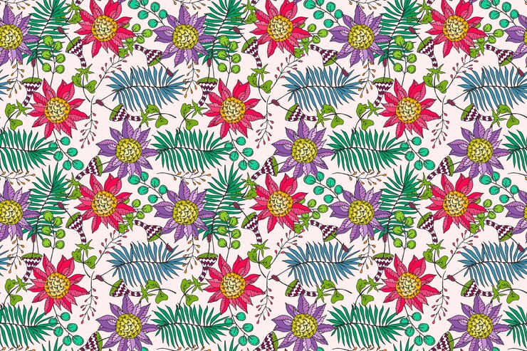 Free Vector pretty tropical floral pattern