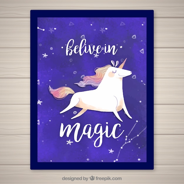 Free vector pretty unicorn card with message