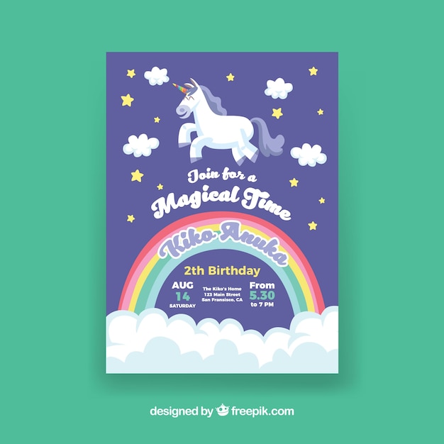 Pretty unicorn and rainbow card