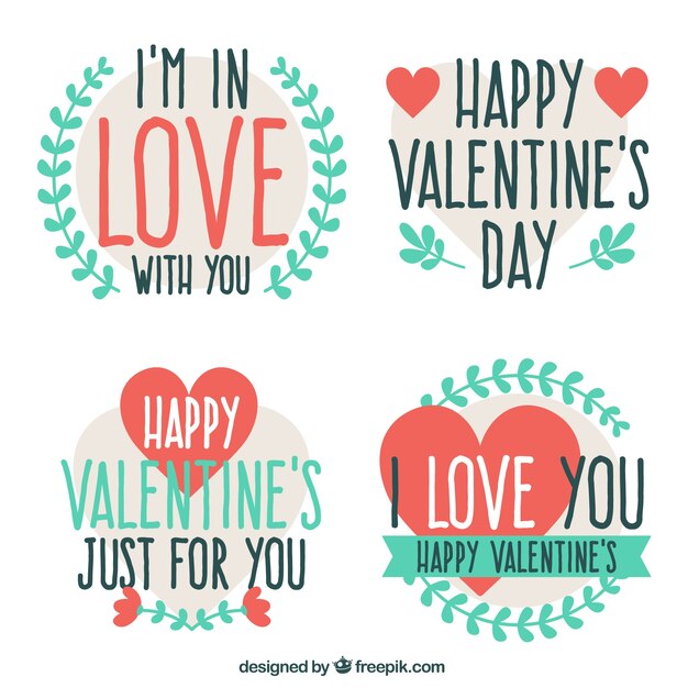 Pretty valentine stickers with love messages