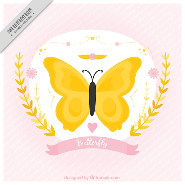 Free vector pretty vintage background of yellow butterfly