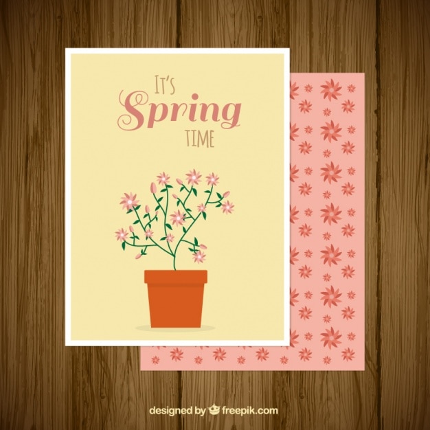 Free Vector pretty vintage card with vase