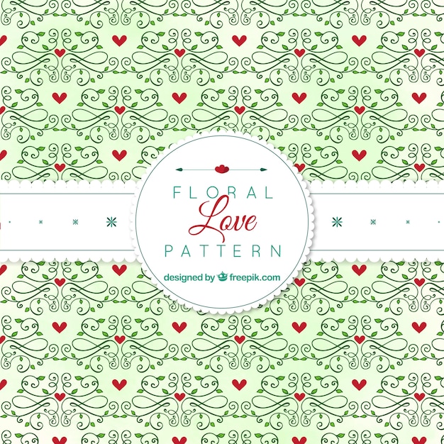 Free vector pretty vintage pattern of hearts and flowers