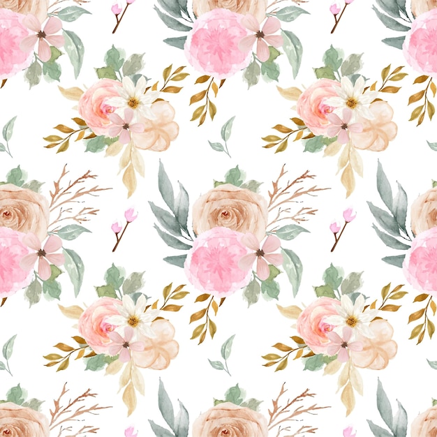 Pretty Vintage Pink And White Floral Seamless Pattern