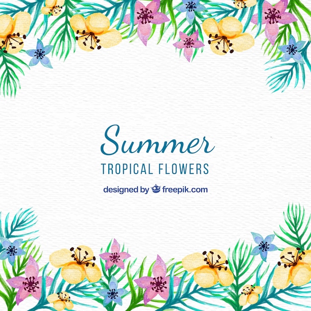 Pretty vintage watercolor flowers background for summer