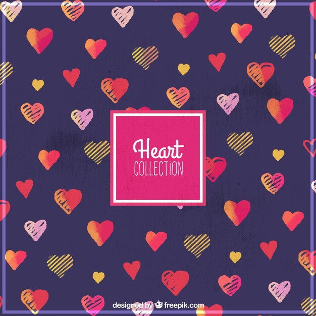 Pretty watercolor hearts background