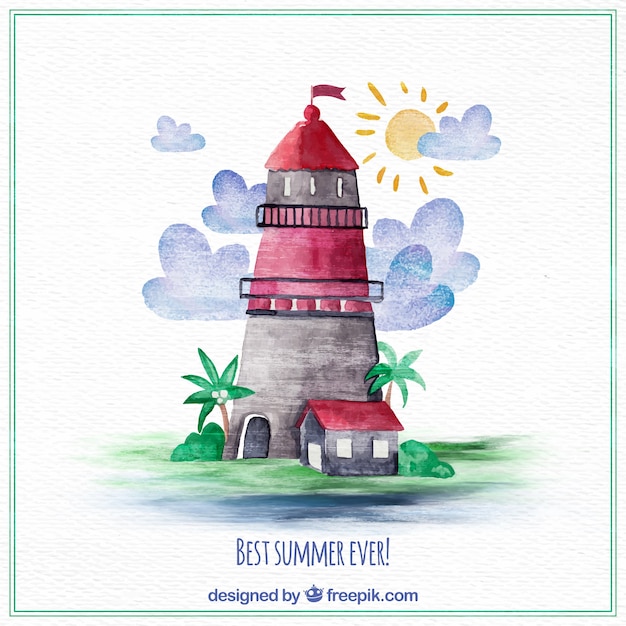 Pretty watercolor lighthouse background