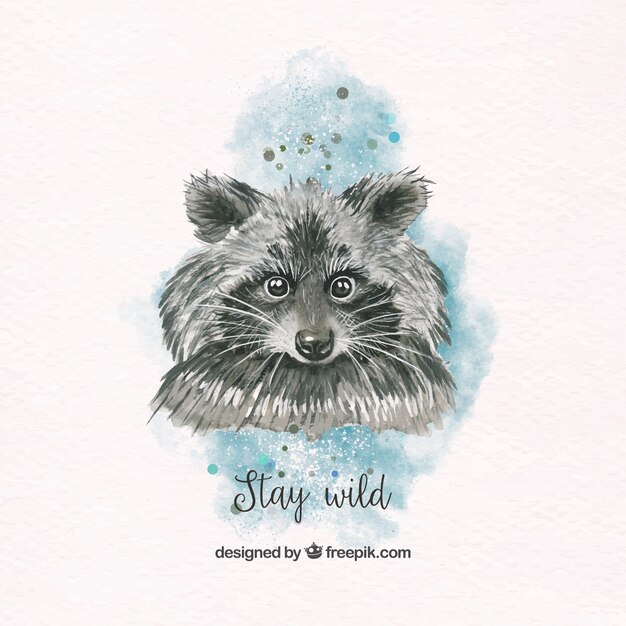 Pretty watercolor raccoon