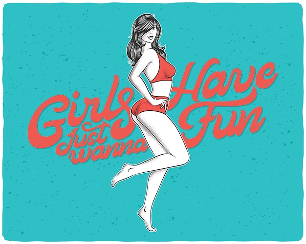 Free vector pretty woman in lingerie illustration