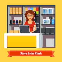 Free vector pretty woman shop assistant