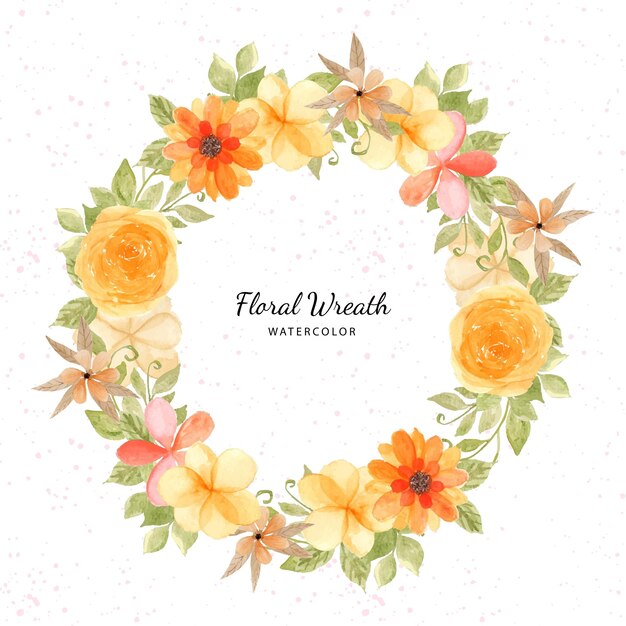 Pretty Yellow Floral Wreath Watercolor
