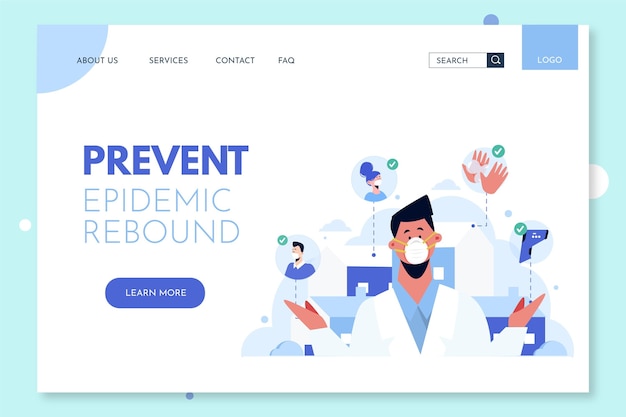 Free Vector prevent epidemic rebound landing page template