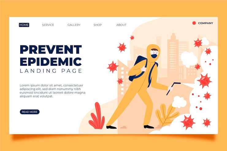 Free Vector prevent epidemic rebound landing page