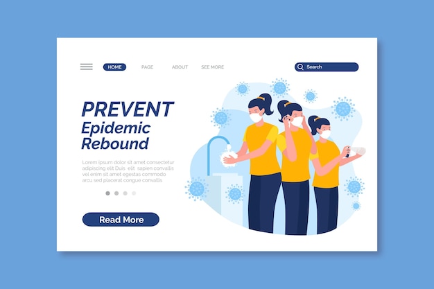 Free vector prevent epidemic rebound landing page