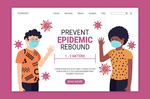 Vettore gratuito prevenire il rimbalzo dell'epidemia - landing page