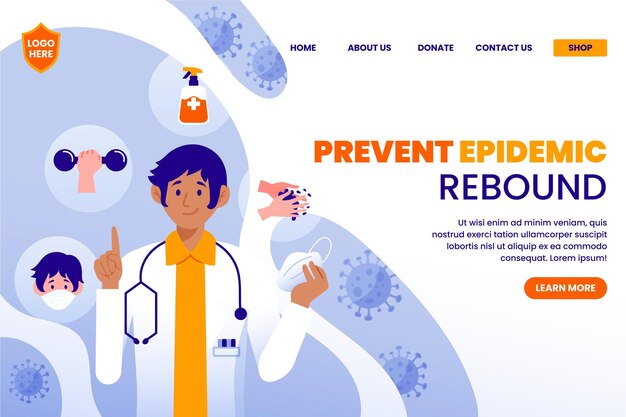 Free vector prevent epidemic rebound landing page