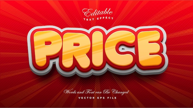 Free vector price 3d bold text effect