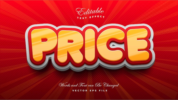 Free Vector price 3d bold text effect
