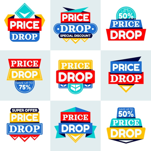Free vector price drop label set design