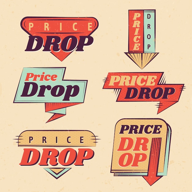 Free vector price drop label set design