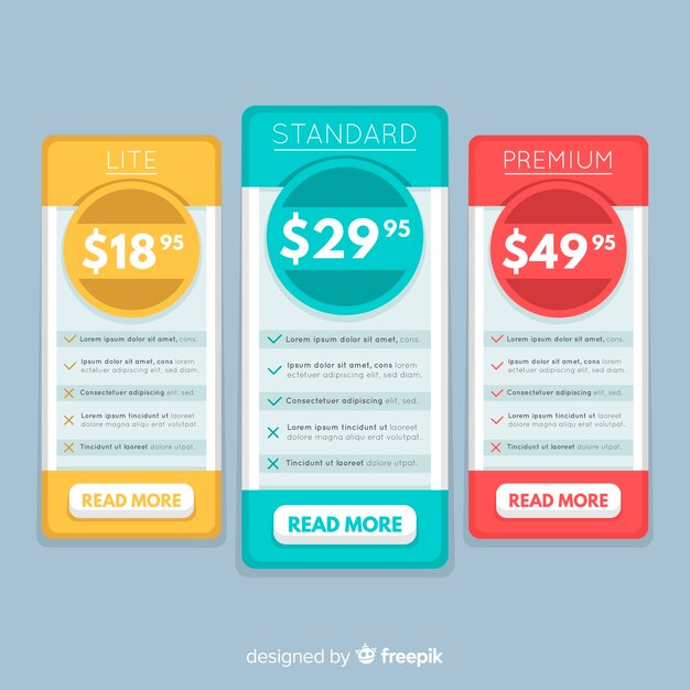 Free vector price list collection