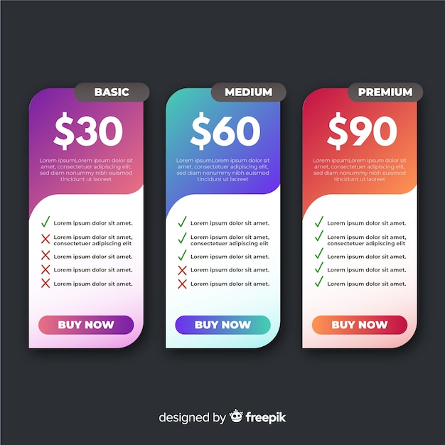 Free vector price list collection